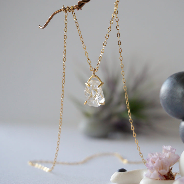 Herkimer Diamond 14K Gold Filled Huggie Charm Necklace Designs by Nature Gems