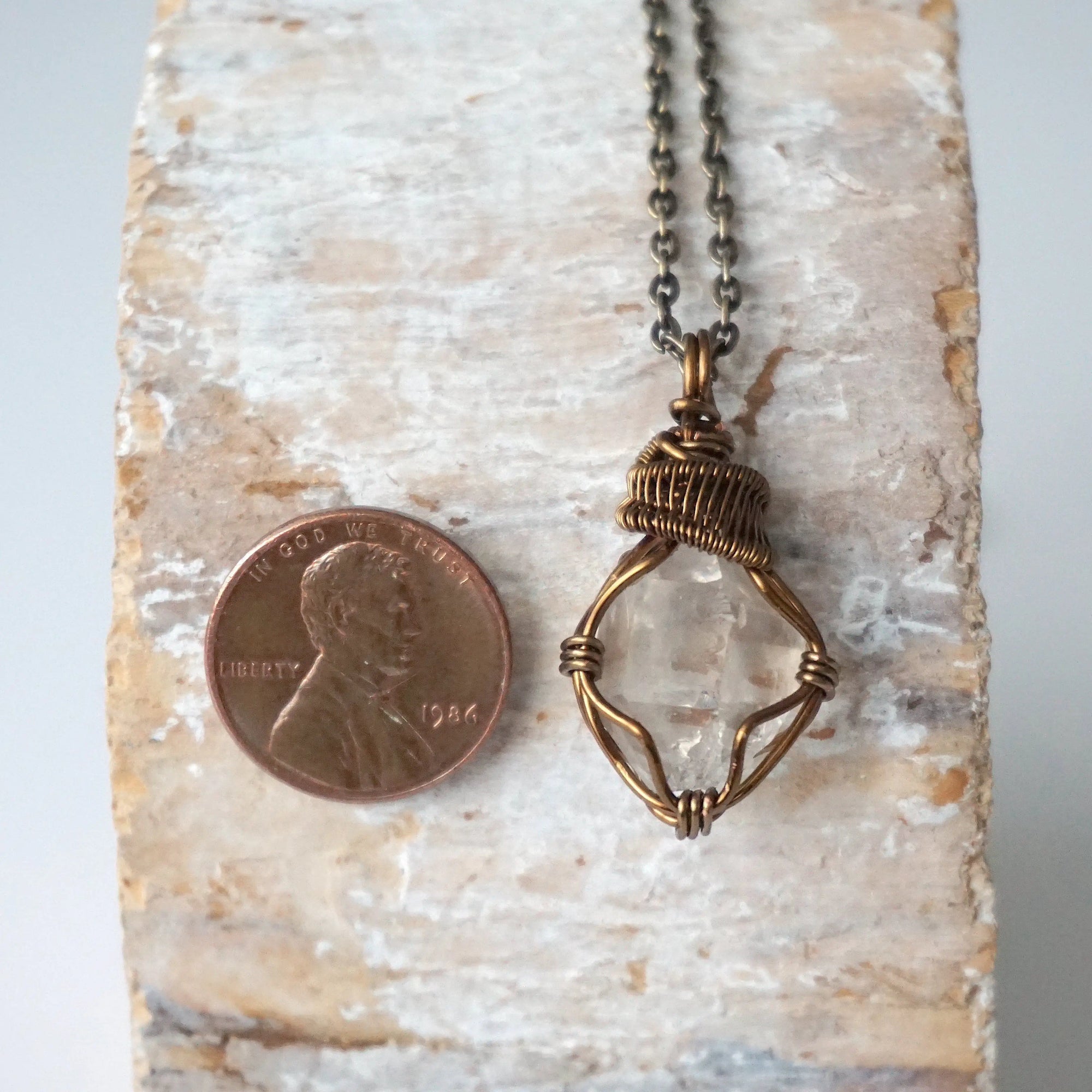 Herkimer Diamond Pendant - Antique Bronze Designs by Nature Gems