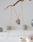 Iolite Sapphire 14K Gold Filled Huggie Charm Necklace Designs by Nature Gems