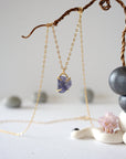 Iolite Sapphire 14K Gold Filled Huggie Charm Necklace Designs by Nature Gems