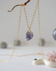 Iolite Sapphire 14K Gold Filled Huggie Charm Necklace Designs by Nature Gems