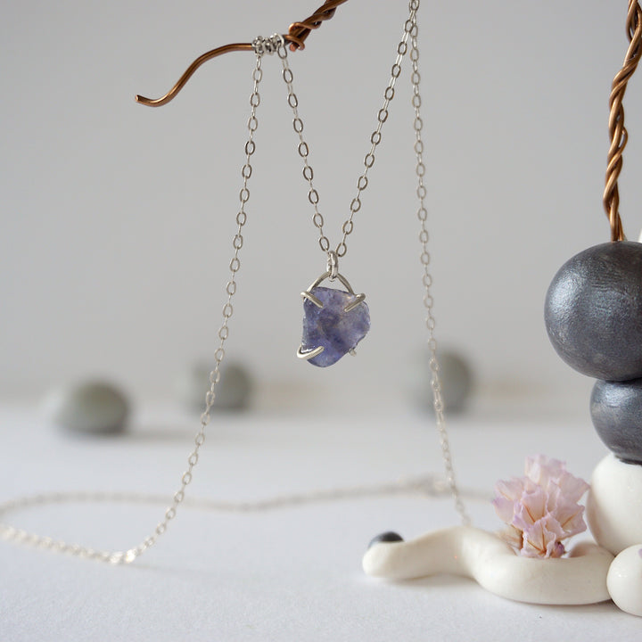 Iolite Sapphire Sterling Silver Huggie Charm Necklace Designs by Nature Gems
