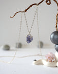 Iolite Sapphire Sterling Silver Huggie Charm Necklace Designs by Nature Gems