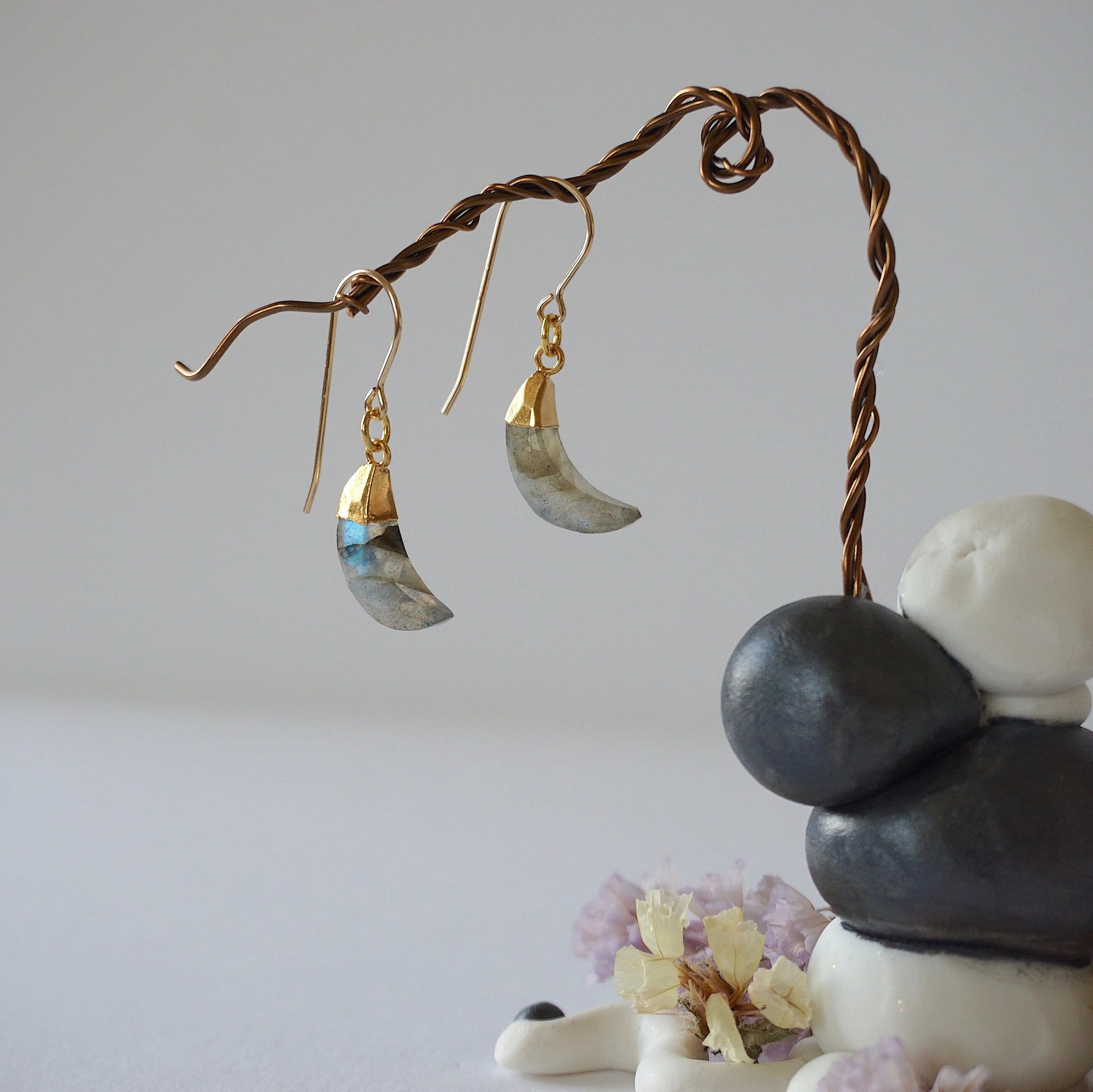 Labradorite 14K Gold Moon Earring Designs by Nature Gems