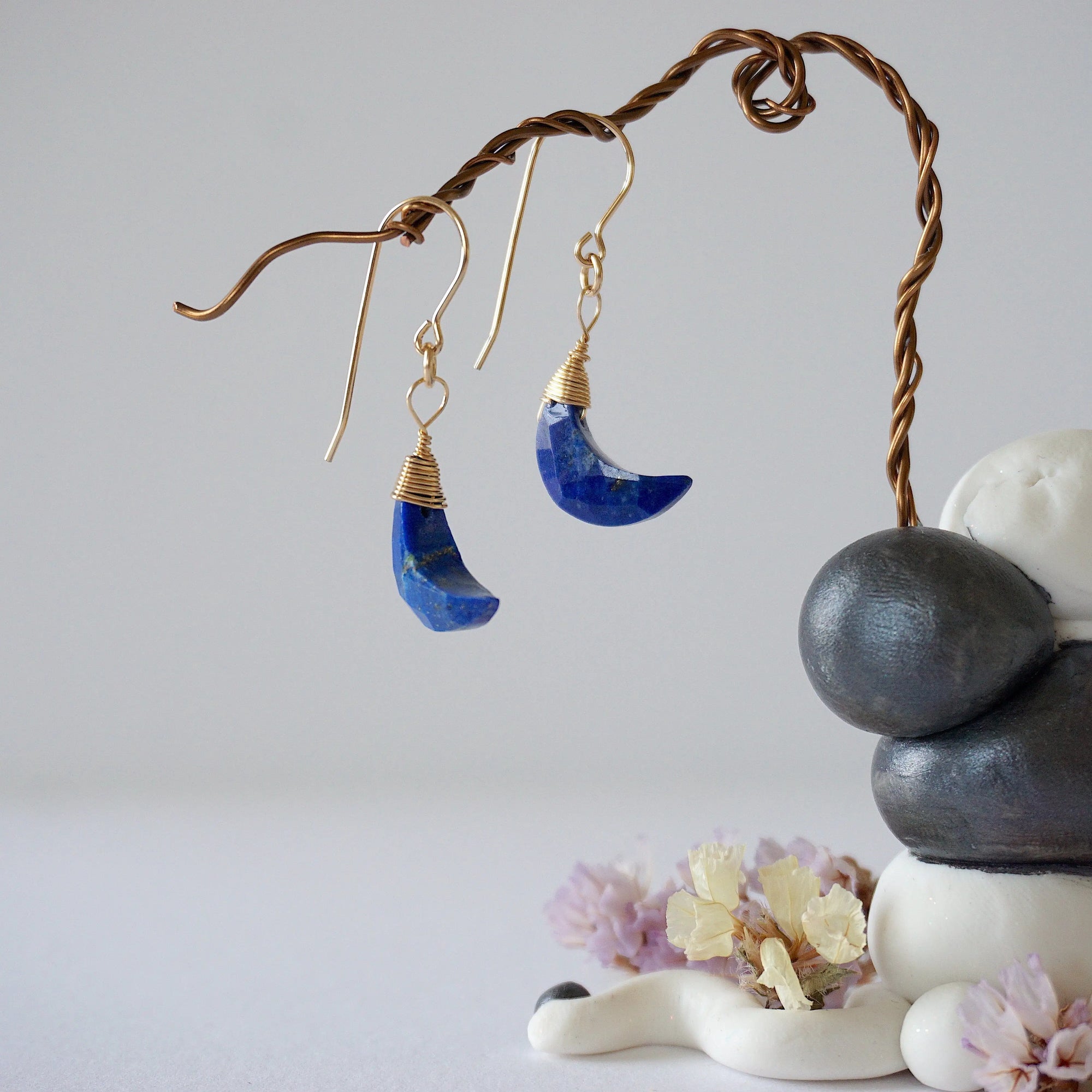 Lapis Lazuli 14K Gold Moon Earring Designs by Nature Gems
