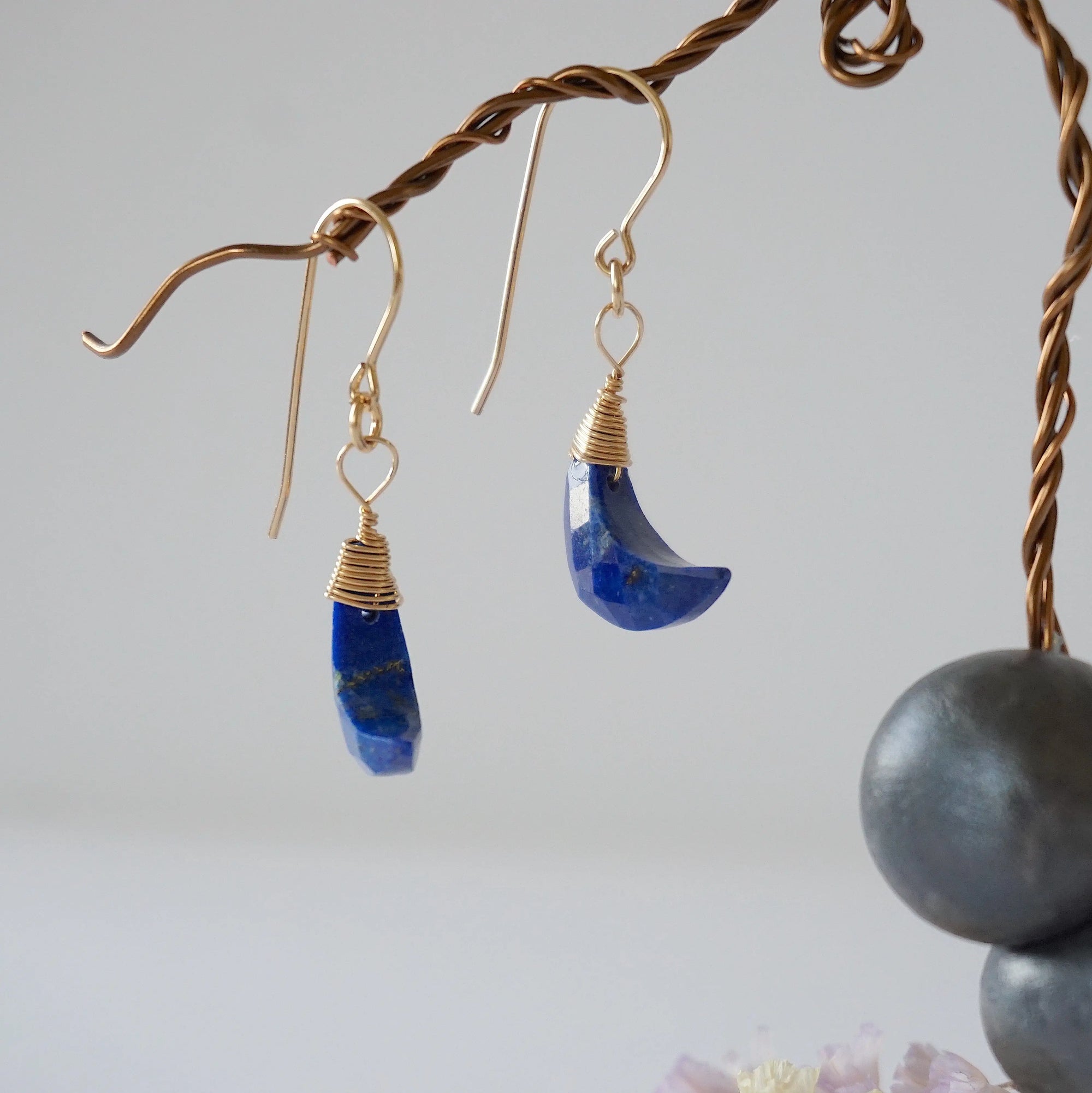 Lapis Lazuli 14K Gold Moon Earring Designs by Nature Gems