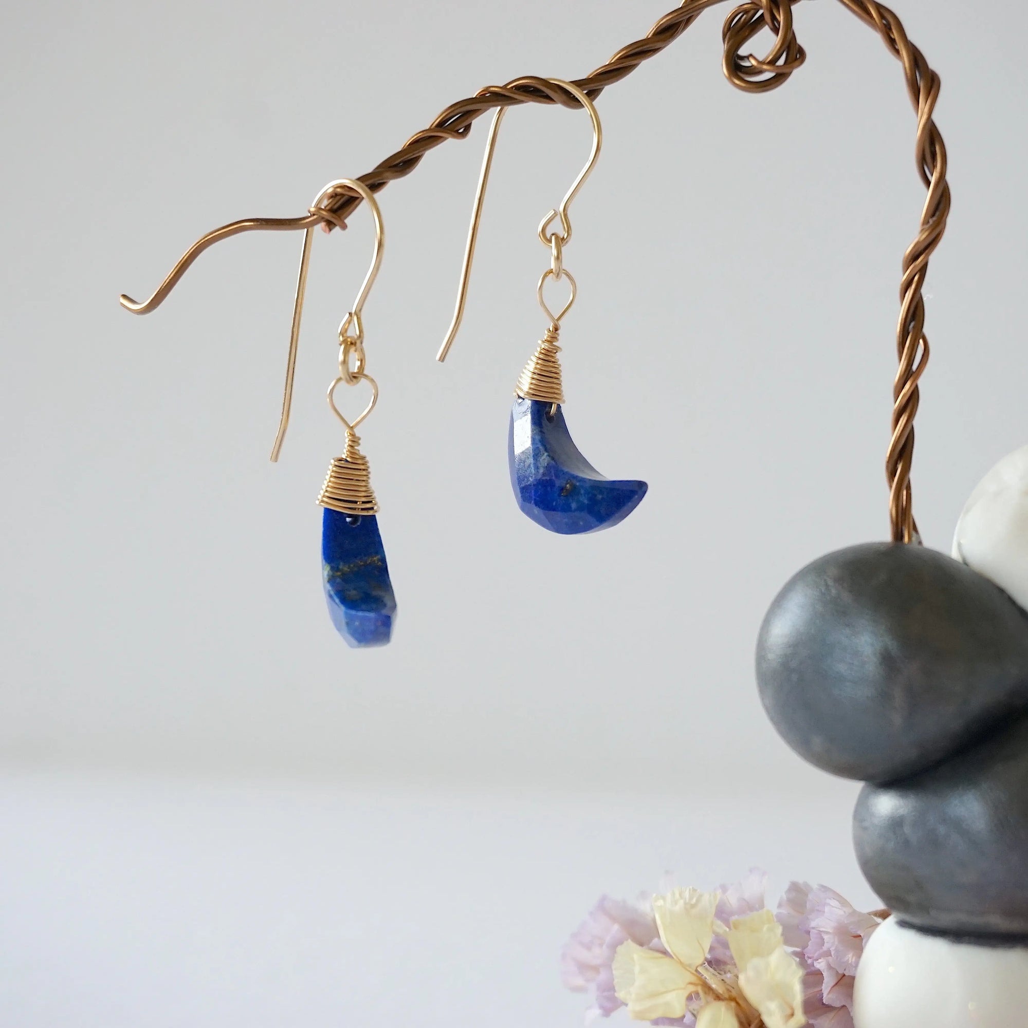 Lapis Lazuli 14K Gold Moon Earring Designs by Nature Gems