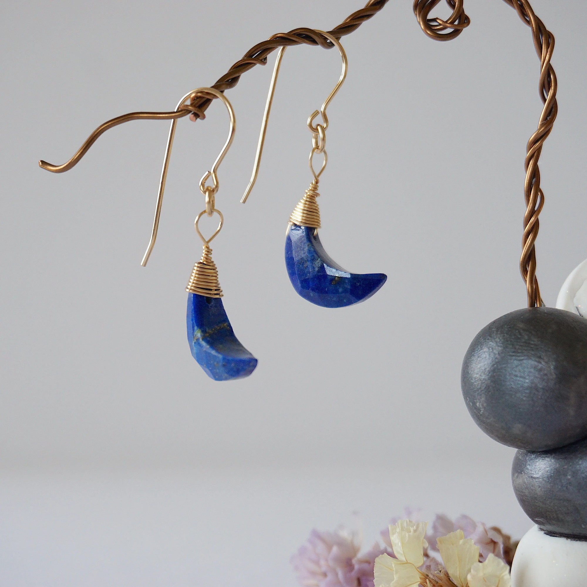 Lapis Lazuli 14K Gold Moon Earring Designs by Nature Gems