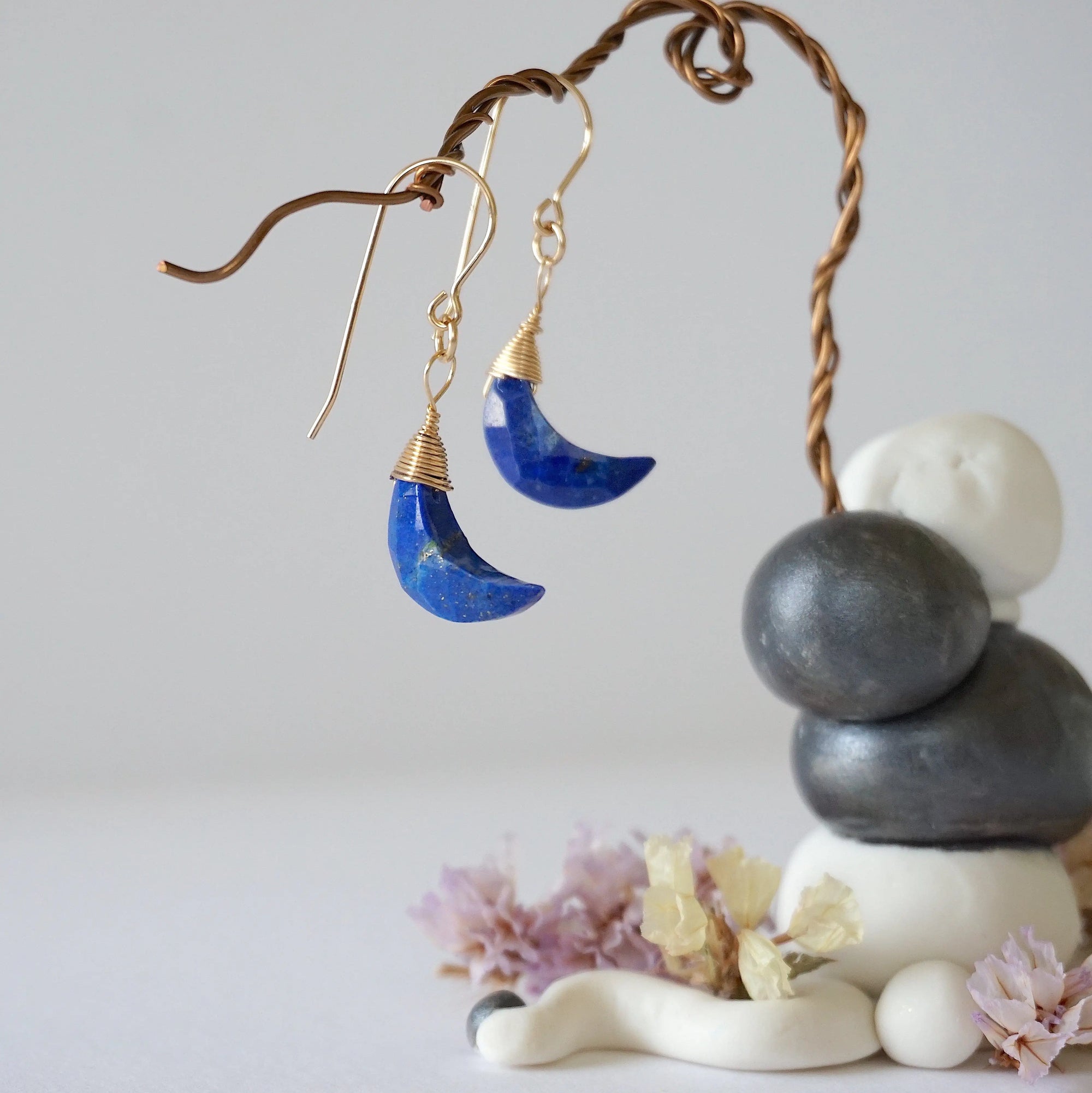 Lapis Lazuli 14K Gold Moon Earring Designs by Nature Gems