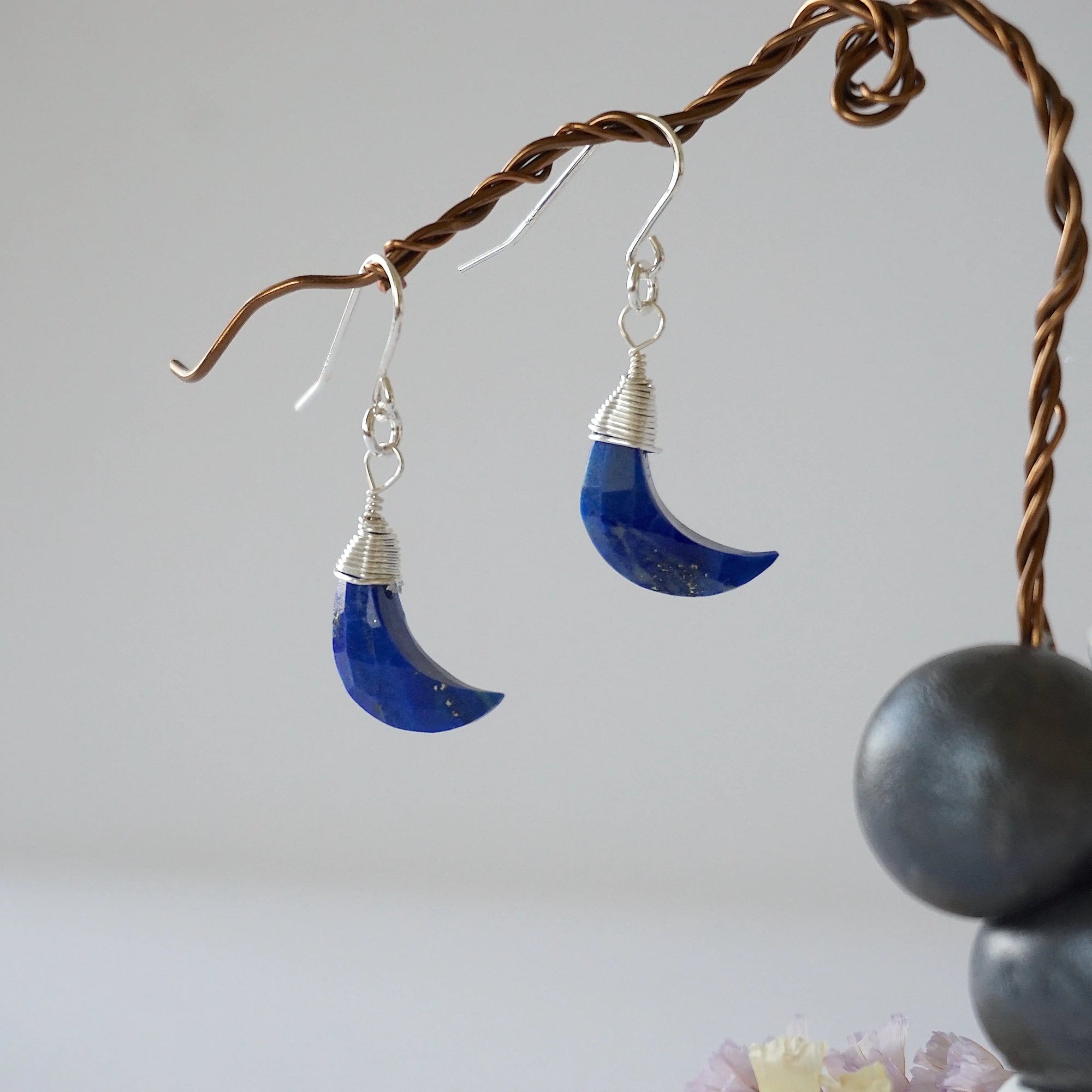 Lapis Lazuli Sterling Silver Moon Earring Designs by Nature Gems