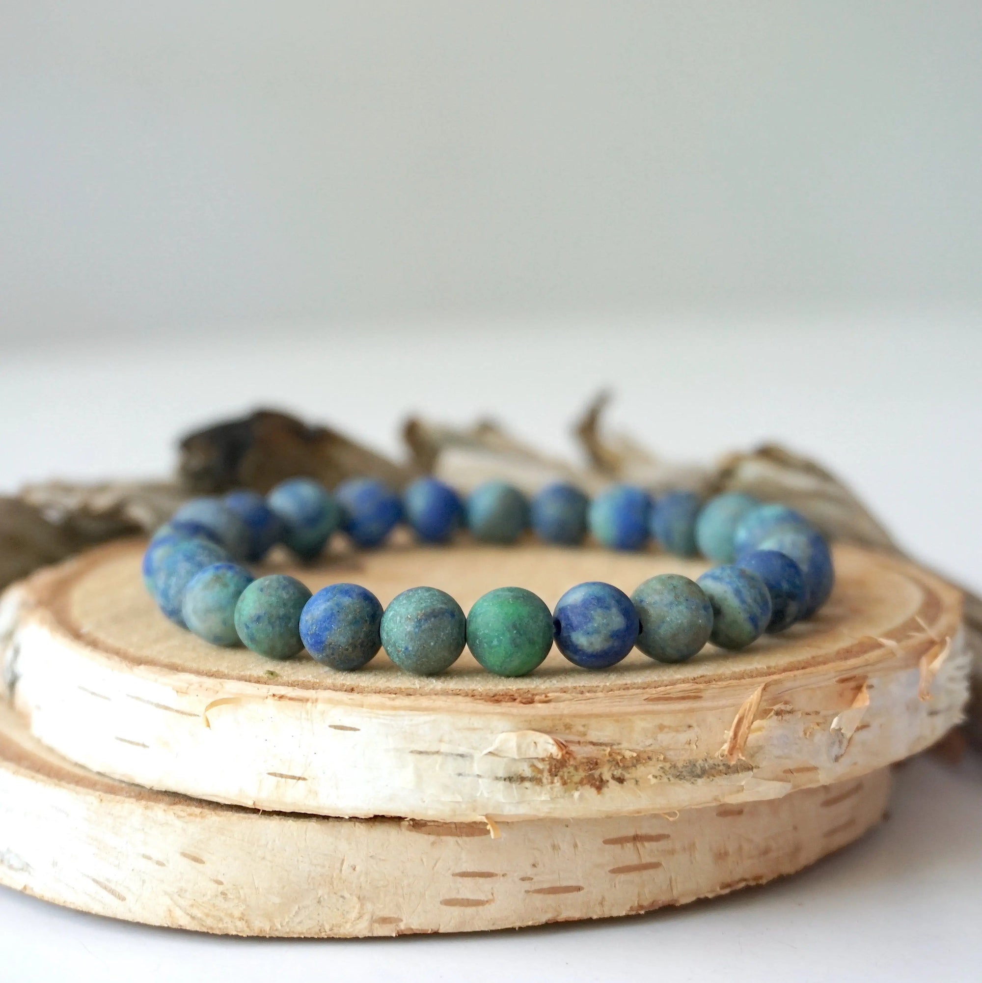 Matte Azurite Healing Crystal - Mala Bracelet DesignsbyNatureGems