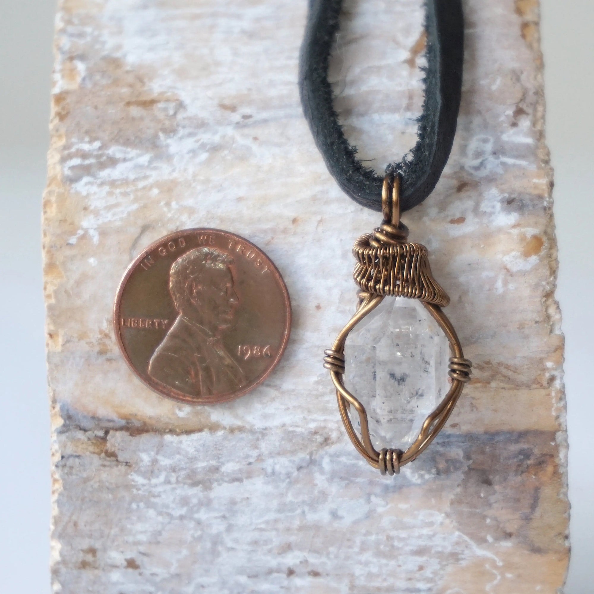 Men's Herkimer Diamond Pendant - Antique Bronze Designs by Nature Gems