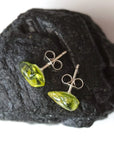 Men's Raw Green Peridot Crystal Stud Earrings DesignsbyNatureGems