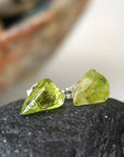 Men's Raw Green Peridot Crystal Stud Earrings DesignsbyNatureGems