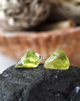 Men's Raw Green Peridot Crystal Stud Earrings DesignsbyNatureGems