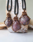 Men’s Ruby Pendant - in Antique Bronze - with Black Leather Cord Designs by Nature Gems