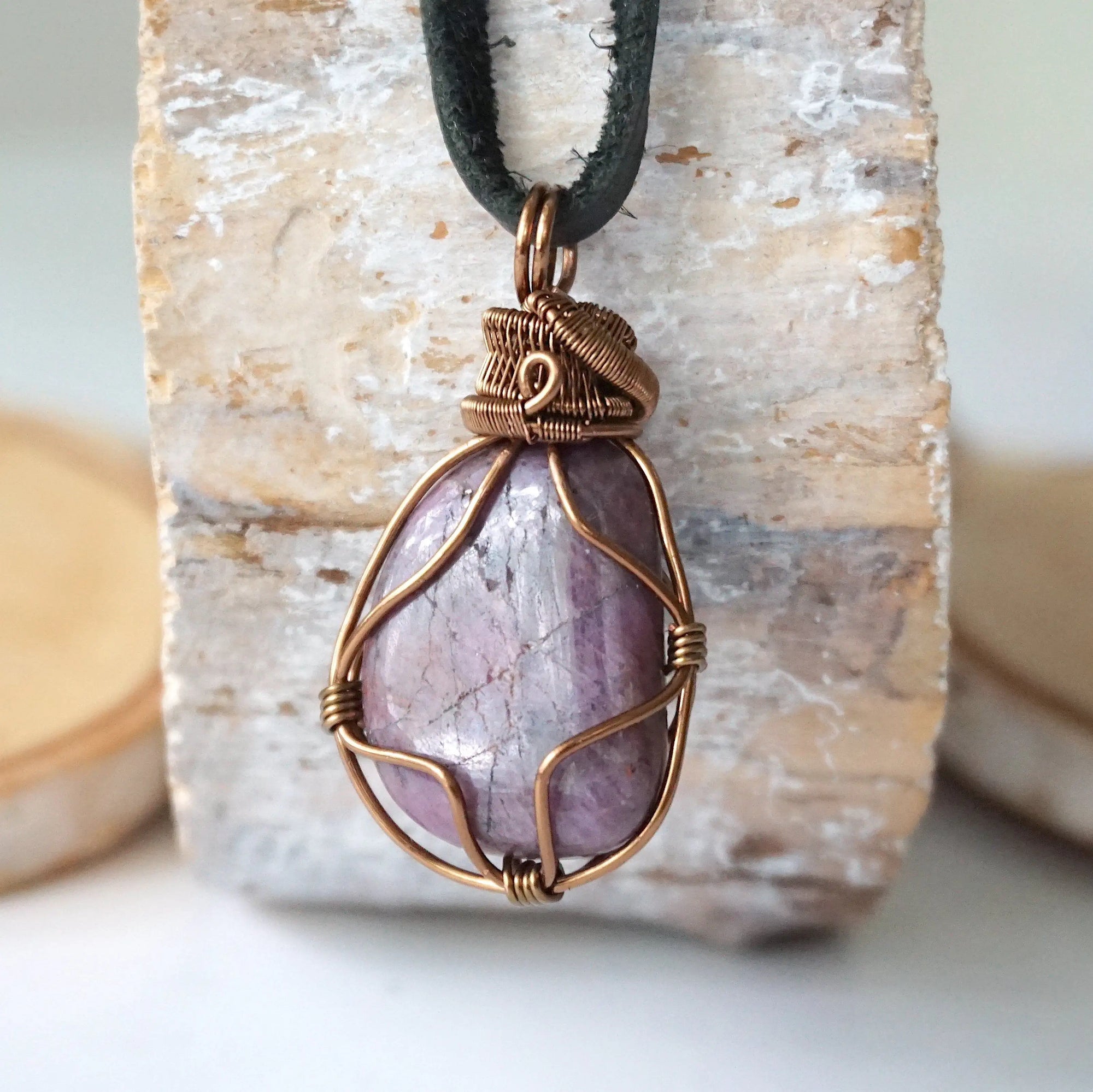 Men’s Ruby Pendant - in Antique Bronze - with Black Leather Cord Designs by Nature Gems