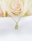 Minimalist peridot necklace by Designs by Nature Gems — dainty 14k gold filled August birthstone pendant, handmade crystal jewelry for women, Toronto artisan