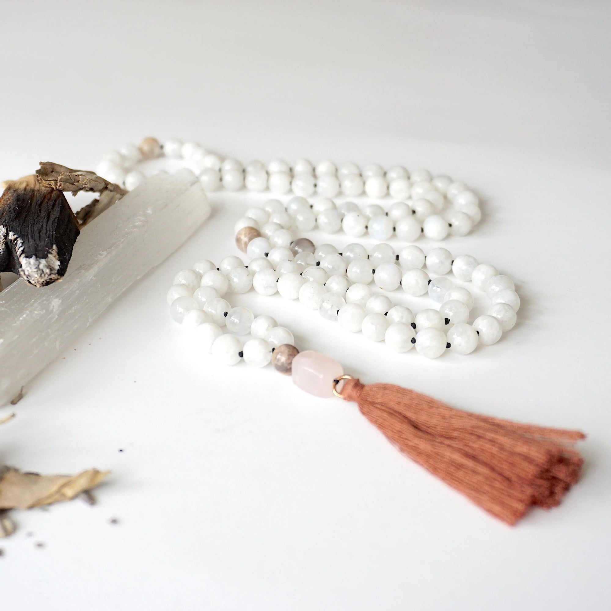 Moonstone Mala Necklace Designs by Nature Gems