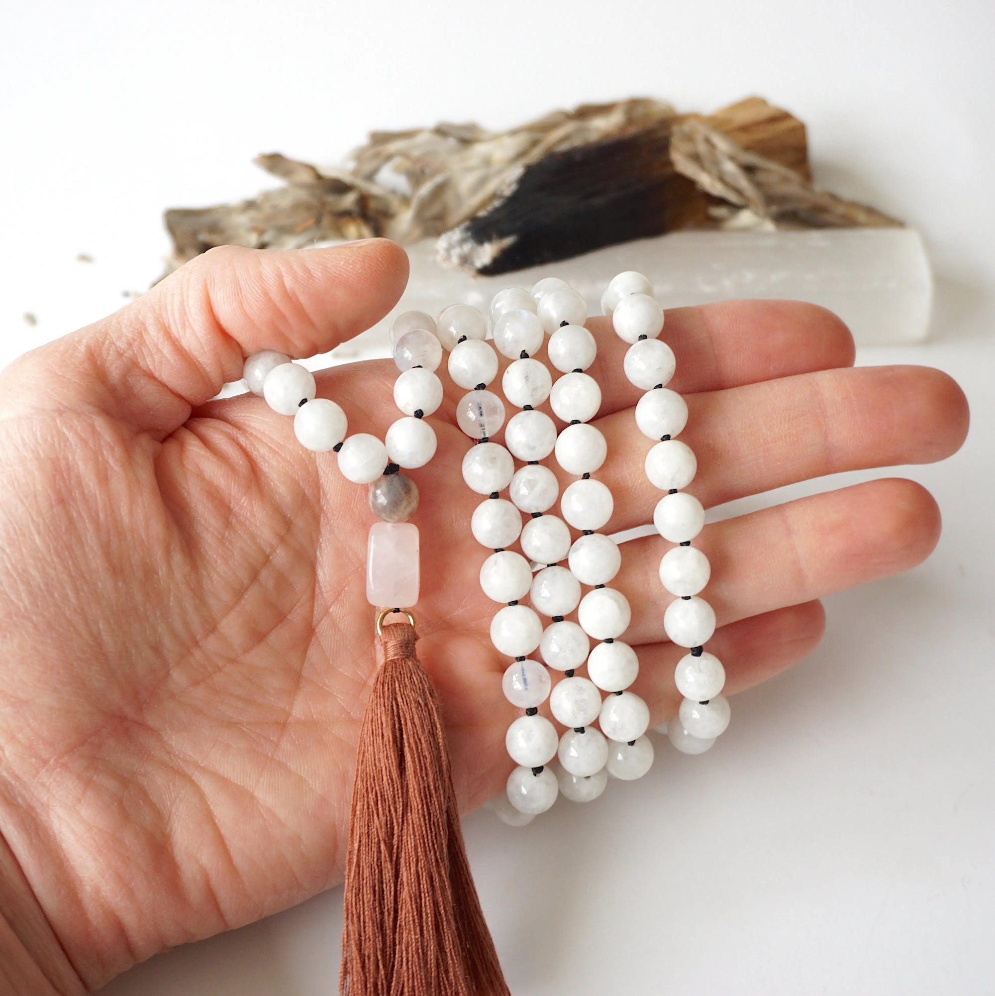 Moonstone Mala Necklace Designs by Nature Gems