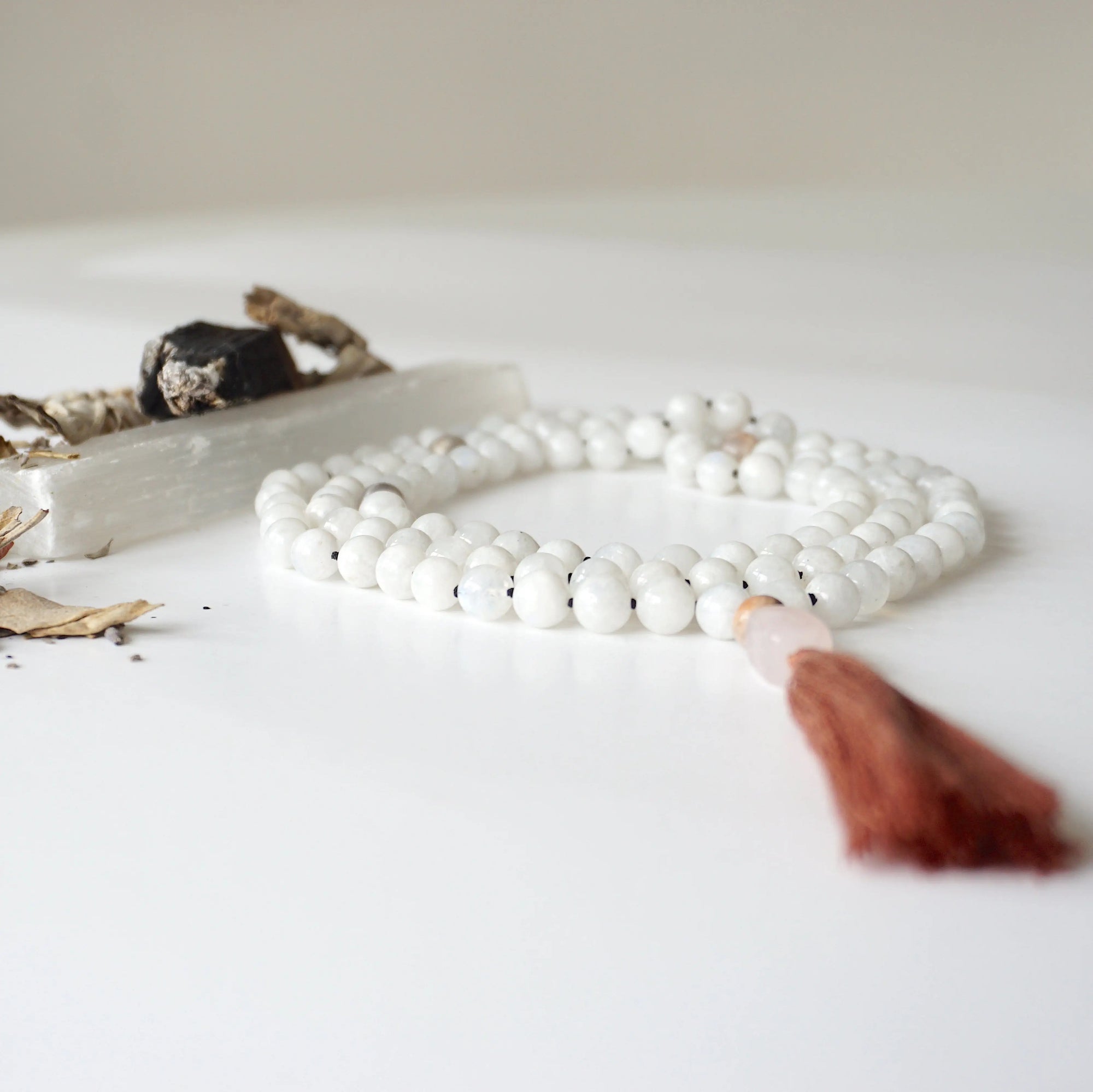 Moonstone Mala Necklace Designs by Nature Gems