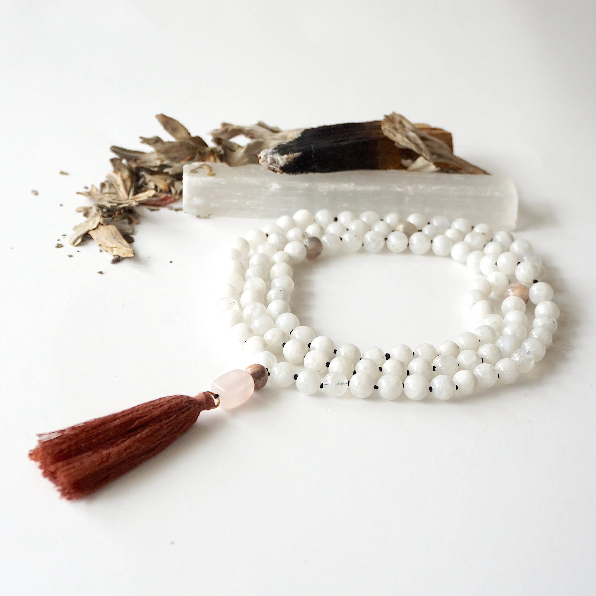 Moonstone Mala Necklace Designs by Nature Gems