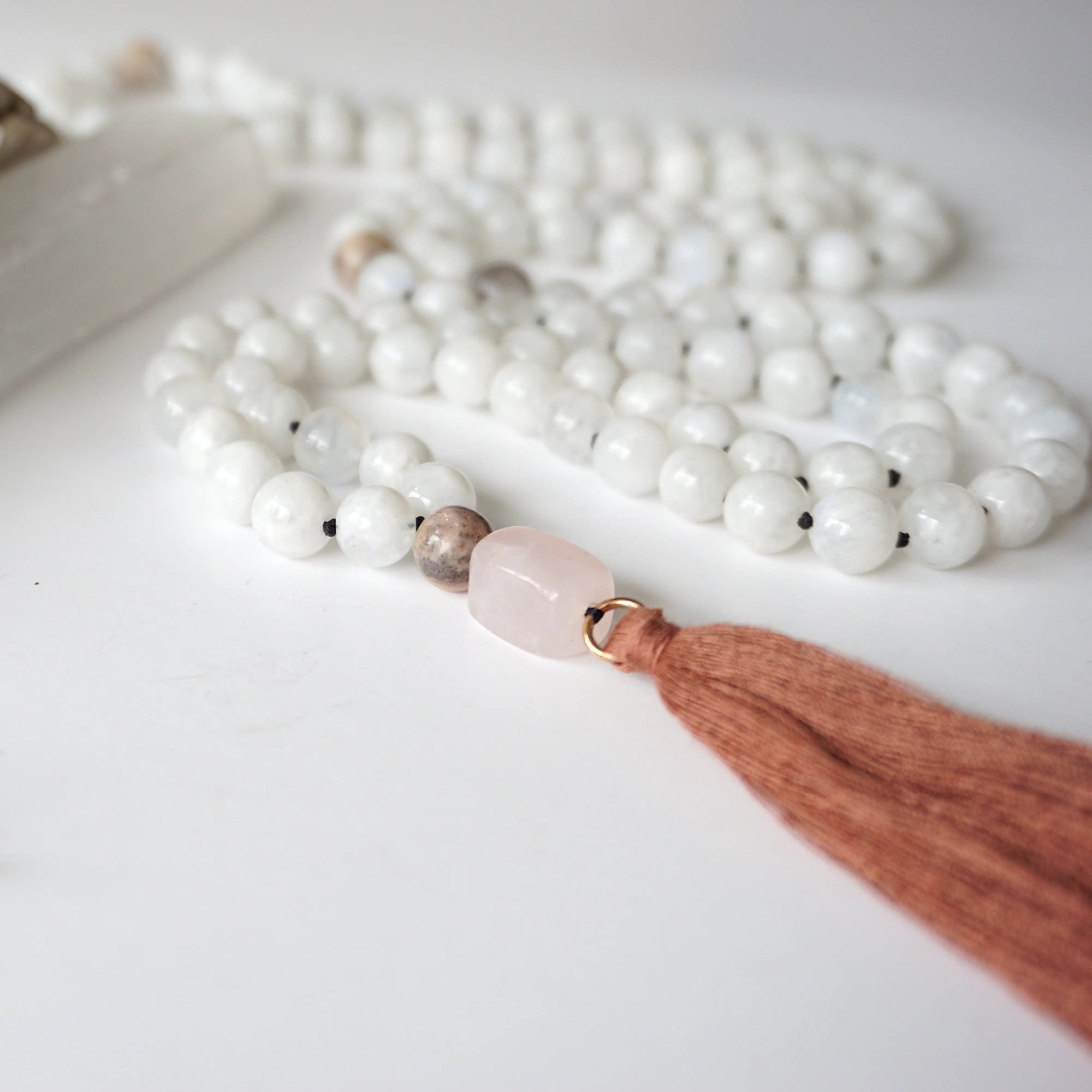 Moonstone Mala Necklace Designs by Nature Gems