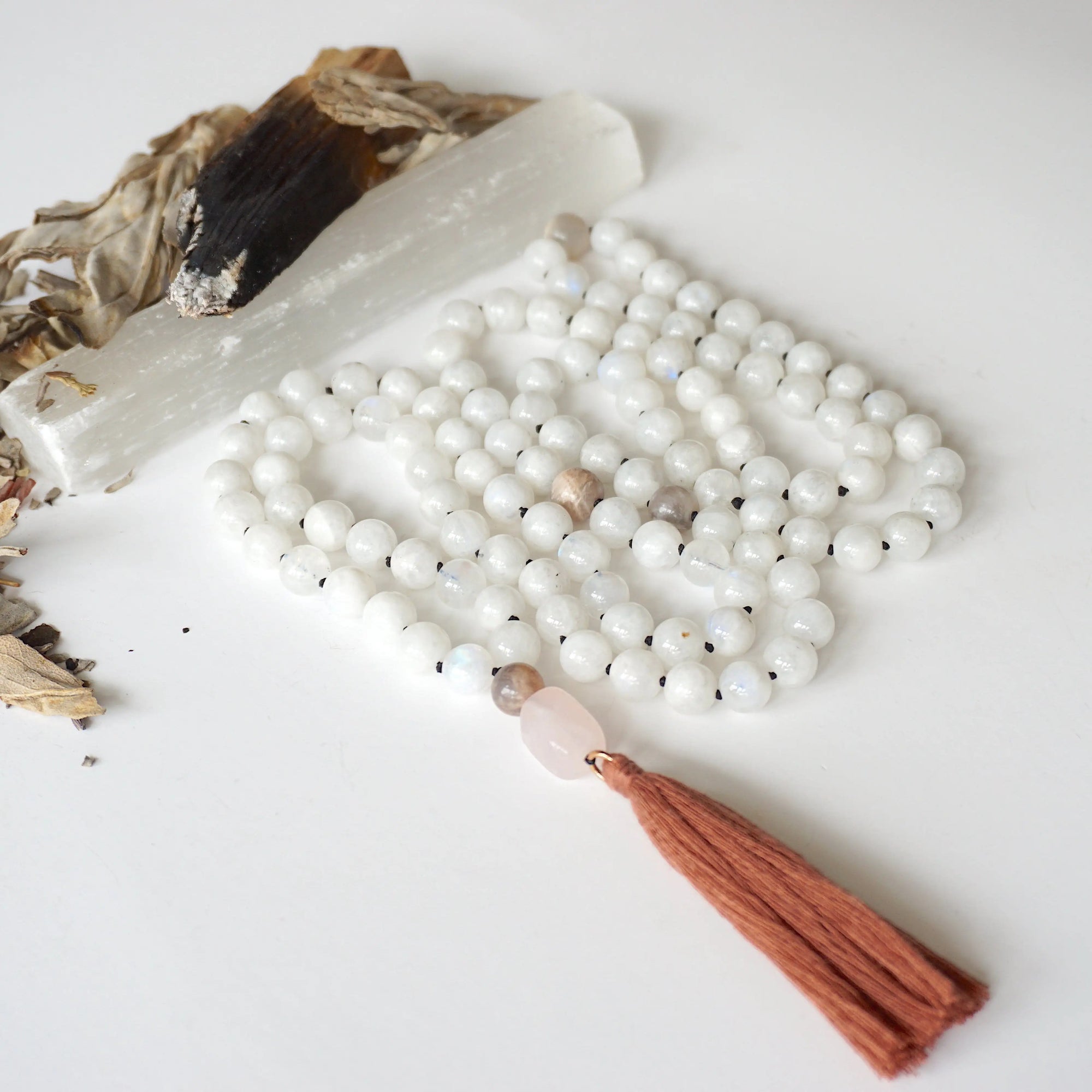Moonstone Mala Necklace Designs by Nature Gems