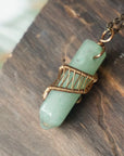 Natural Green Aventurine Antique Bronze Crystal Pendant Necklace Hexagonal Designs by Nature Gems