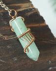 Natural Green Aventurine Antique Bronze Crystal Pendant Necklace Hexagonal Designs by Nature Gems