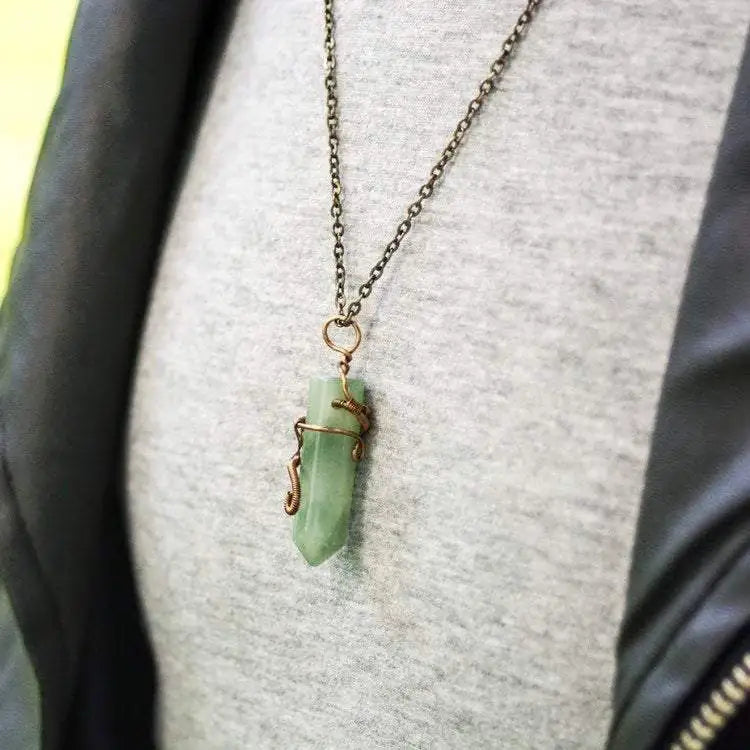 Natural Green Aventurine Crystal Pendant Necklace DesignsbyNatureGems