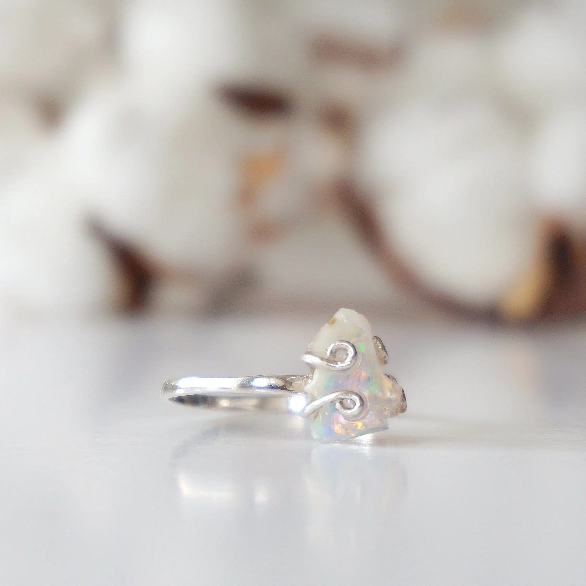 Fire Opal Sterling Silver Adjustable Ring DesignsbyNatureGems