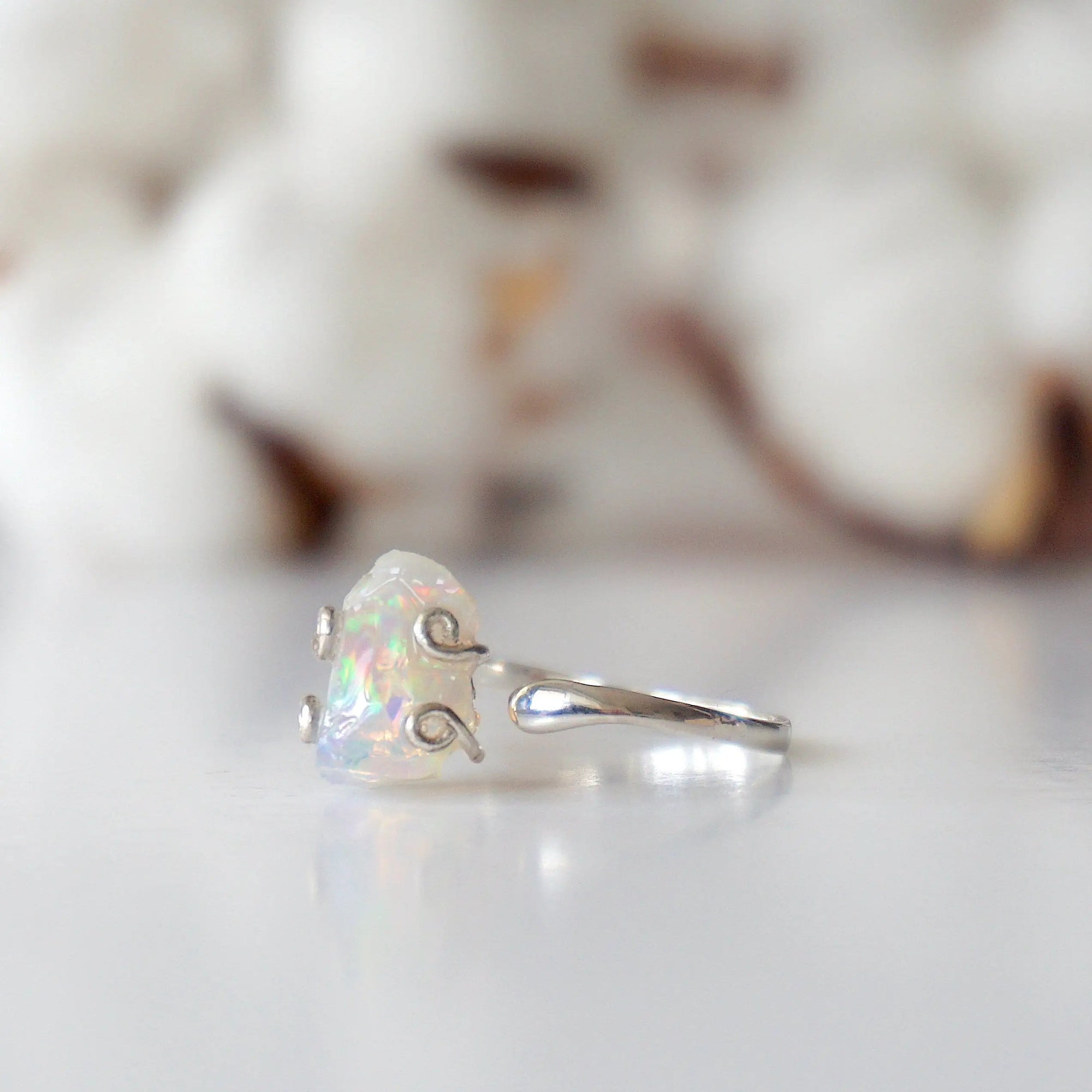 Fire Opal Sterling Silver Adjustable Ring DesignsbyNatureGems