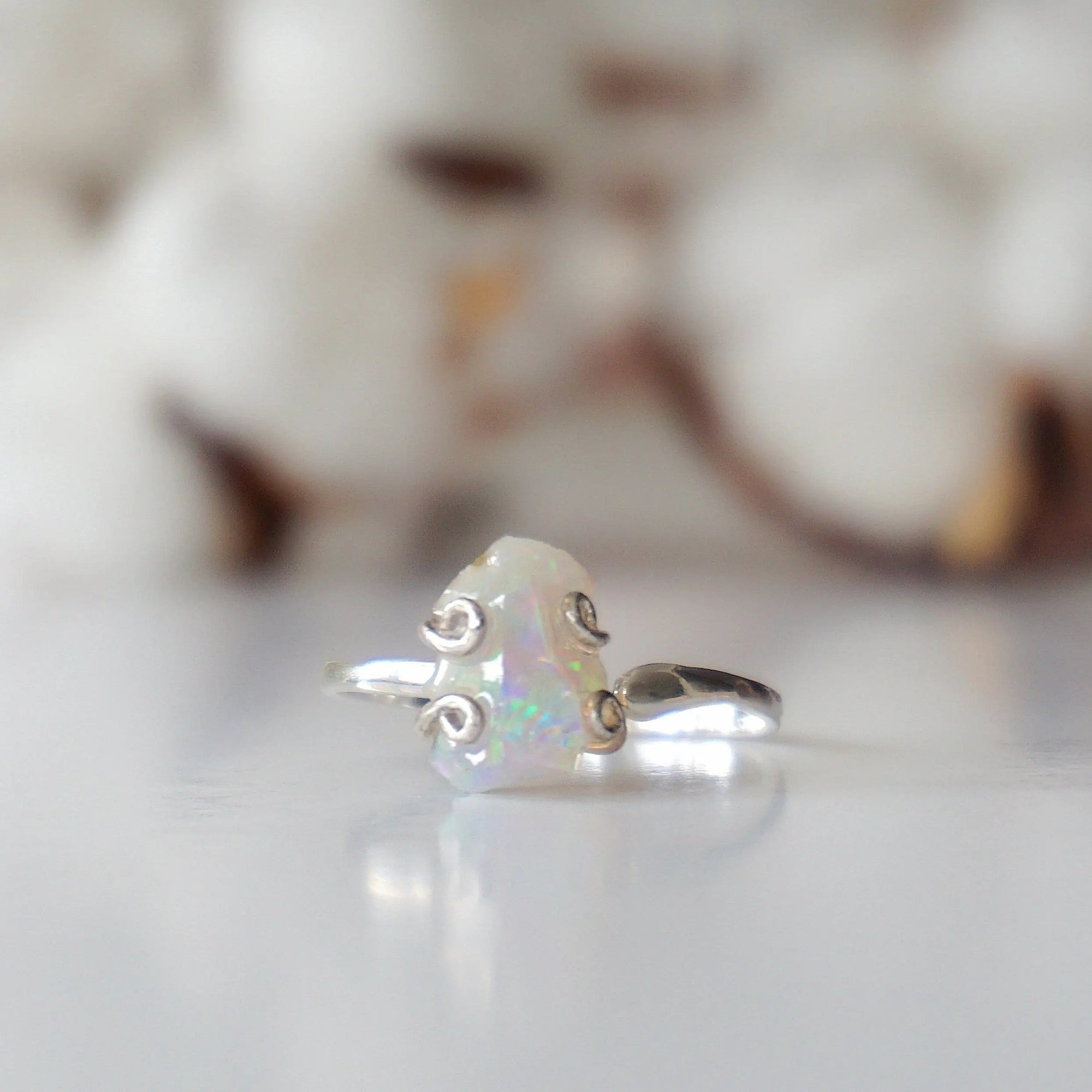  Fire Opal Sterling Silver Adjustable Ring DesignsbyNatureGems