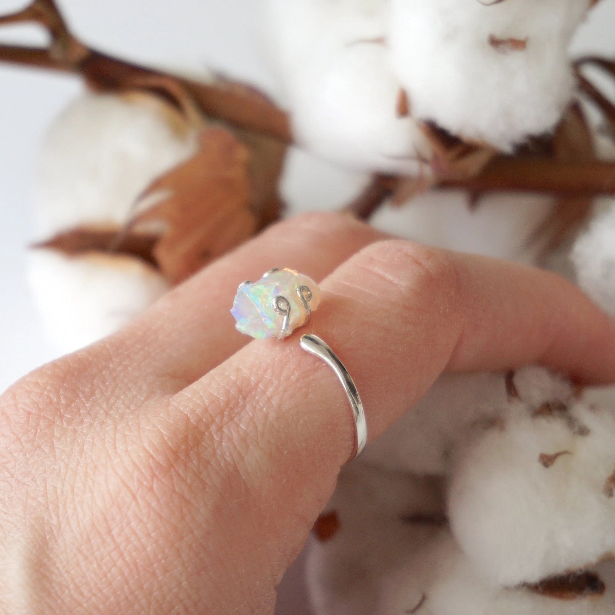 Fire Opal Sterling Silver Adjustable Ring DesignsbyNatureGems