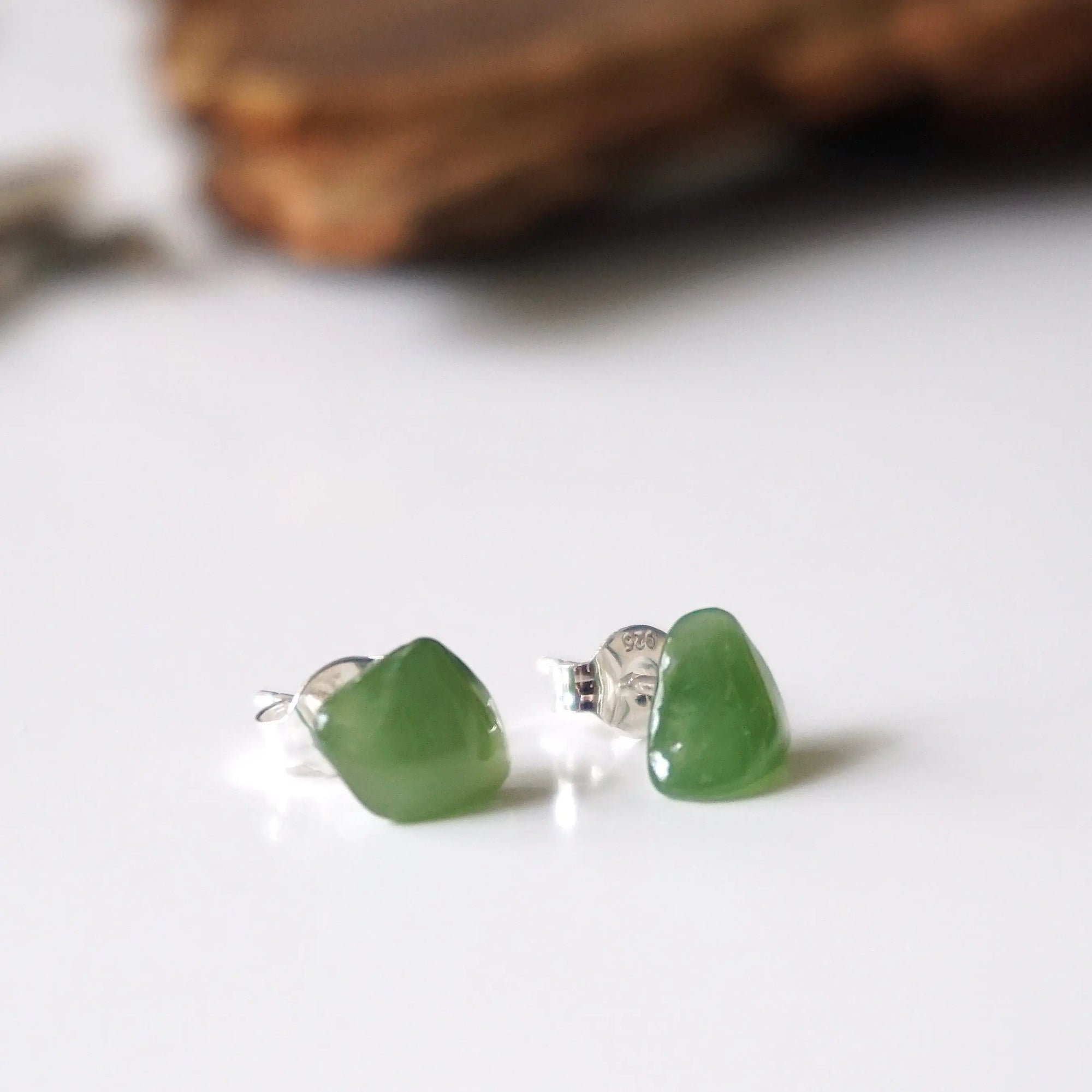 Nephrite Jade Stud Earrings Designs by Nature Gems