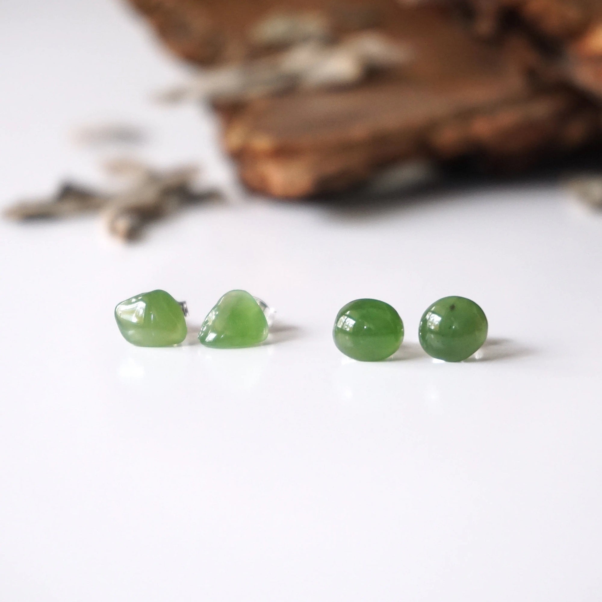 Nephrite Jade Stud Earrings Designs by Nature Gems
