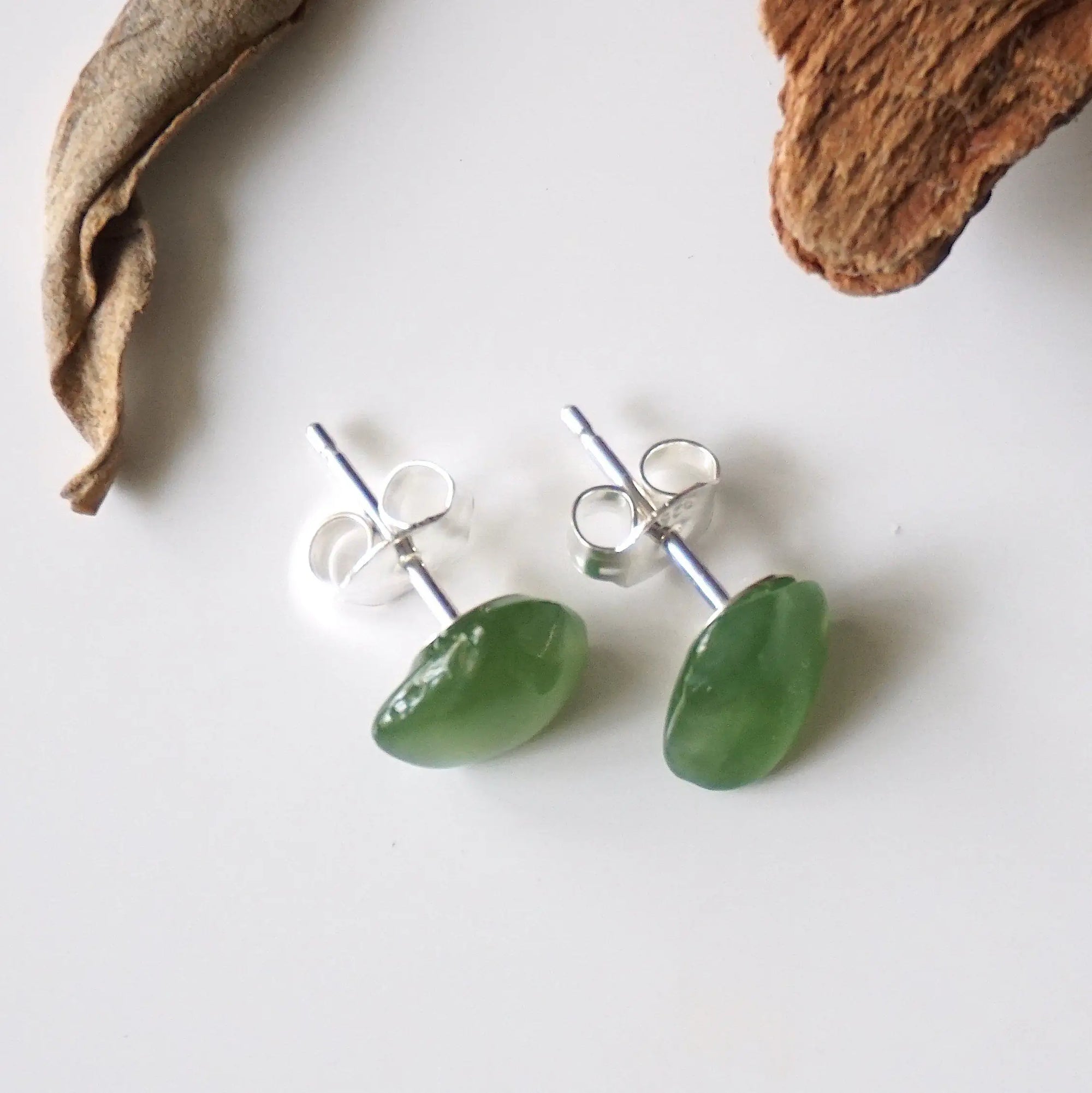 Nephrite Jade Stud Earrings Designs by Nature Gems