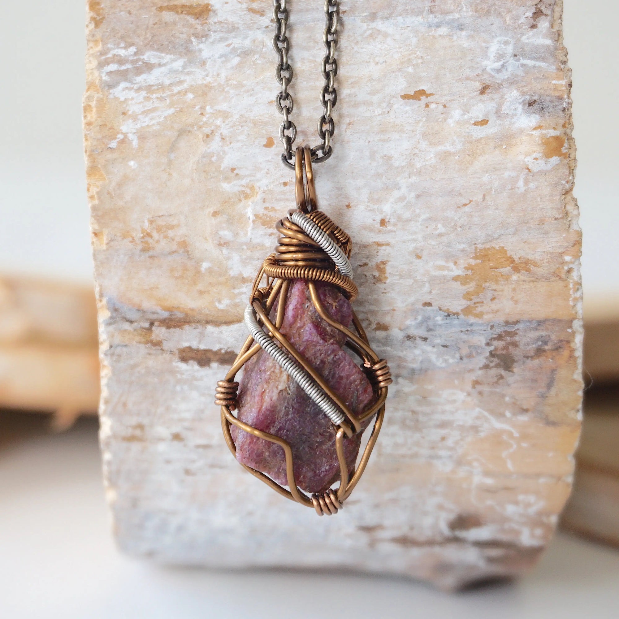 (NEW) Raw Ruby - Antique Bronze Pendant Designs by Nature Gems