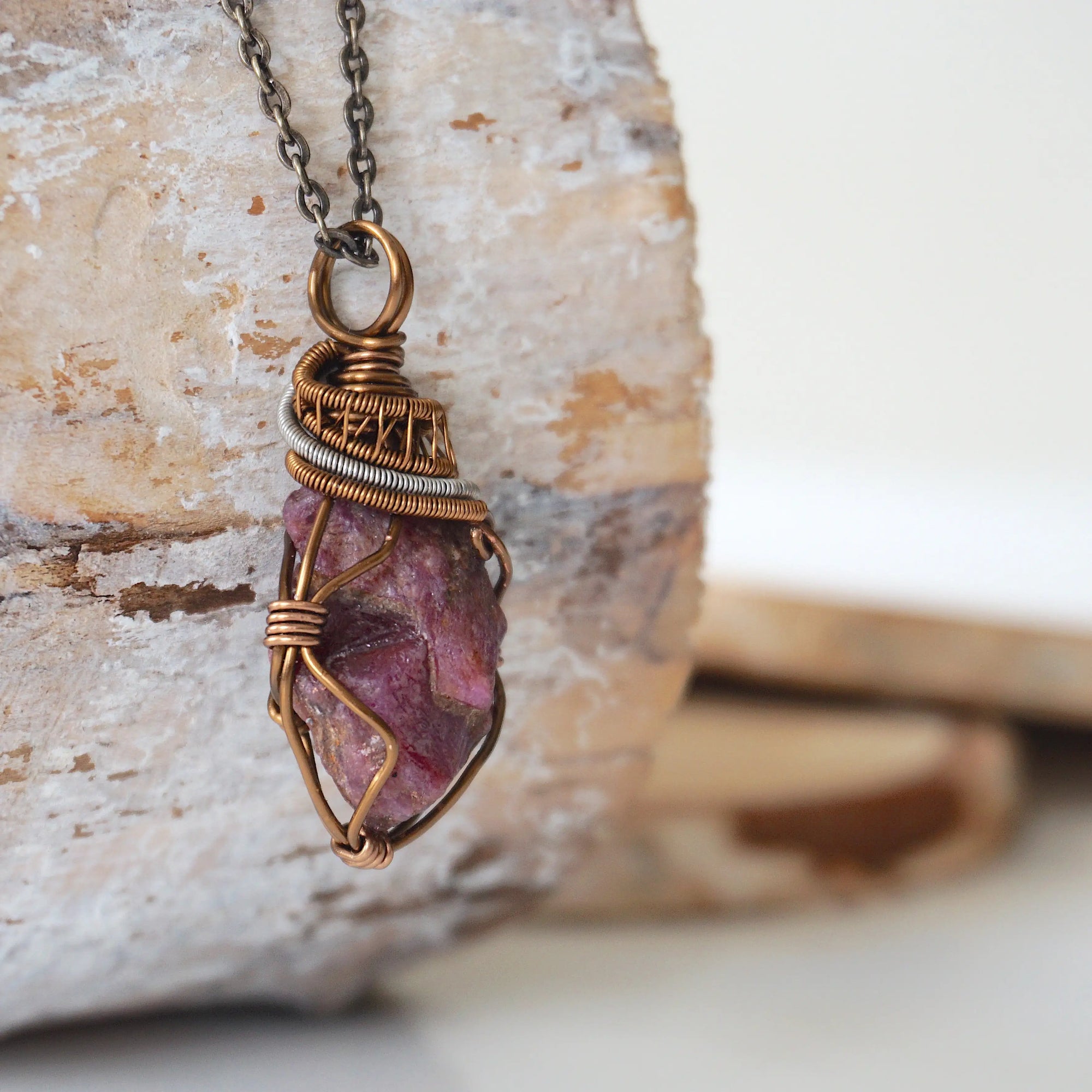 (NEW) Raw Ruby - Antique Bronze Pendant Designs by Nature Gems