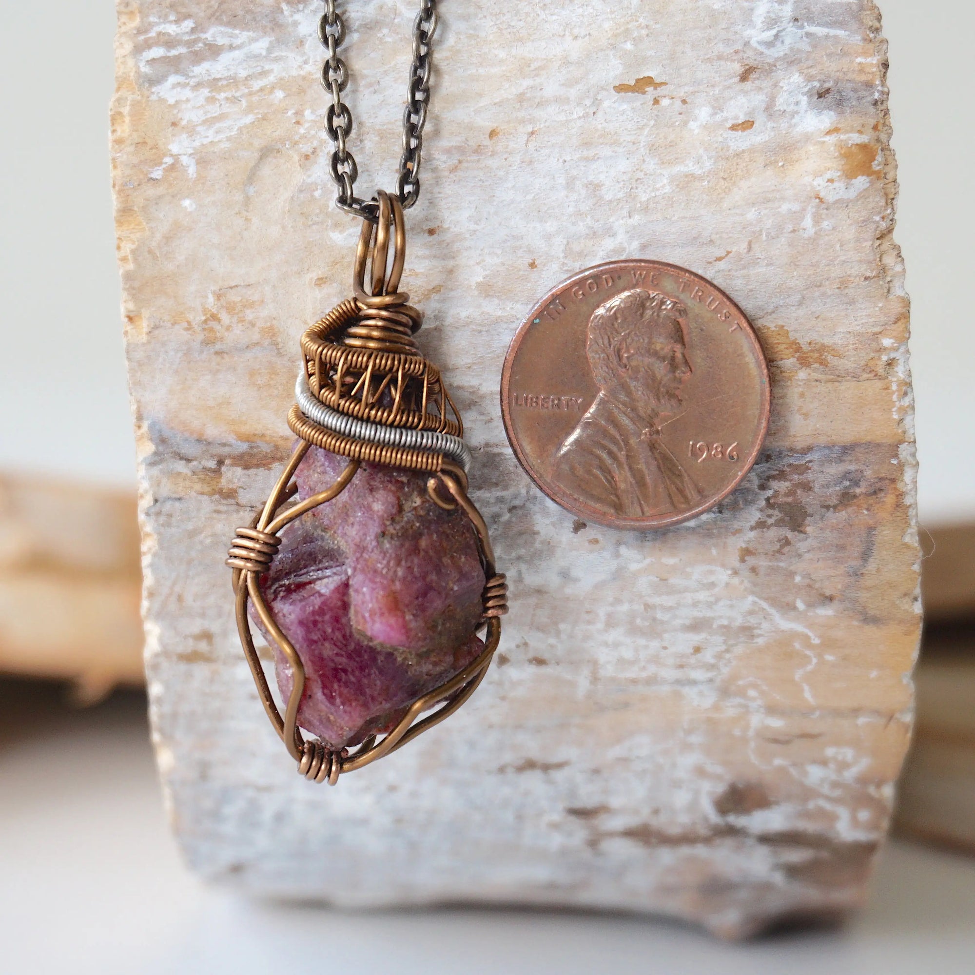(NEW) Raw Ruby - Antique Bronze Pendant Designs by Nature Gems