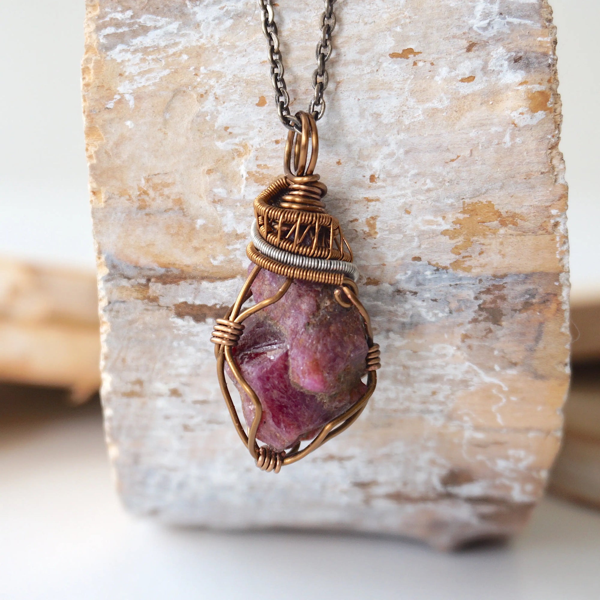 (NEW) Raw Ruby - Antique Bronze Pendant Designs by Nature Gems
