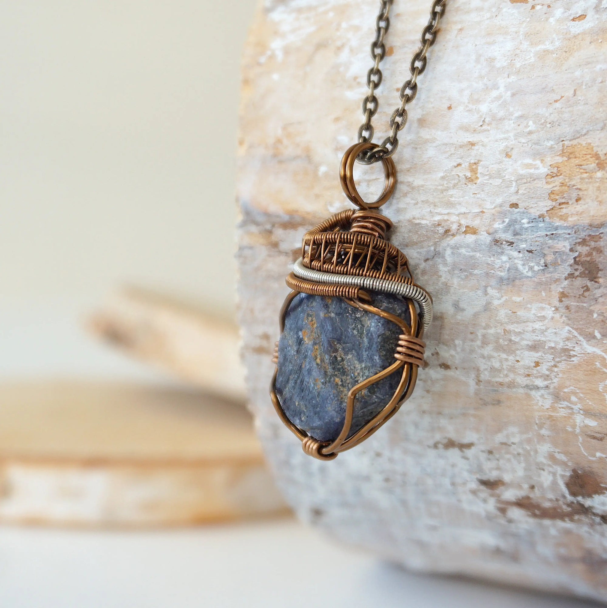 (NEW) Sapphire Antique Bronze and Silver - Necklace Designs by Nature Gems