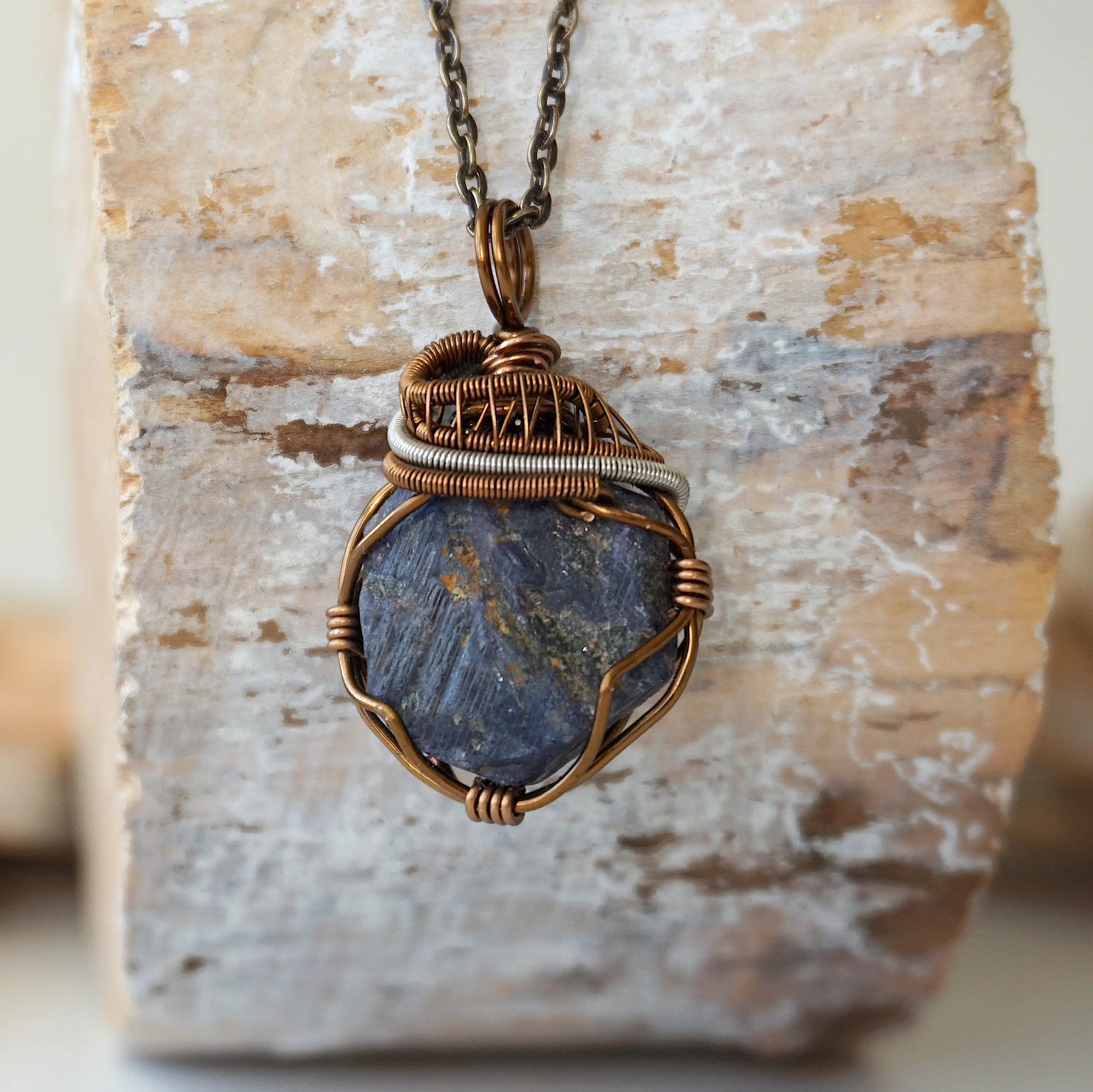 (NEW) Sapphire Antique Bronze and Silver - Necklace Designs by Nature Gems