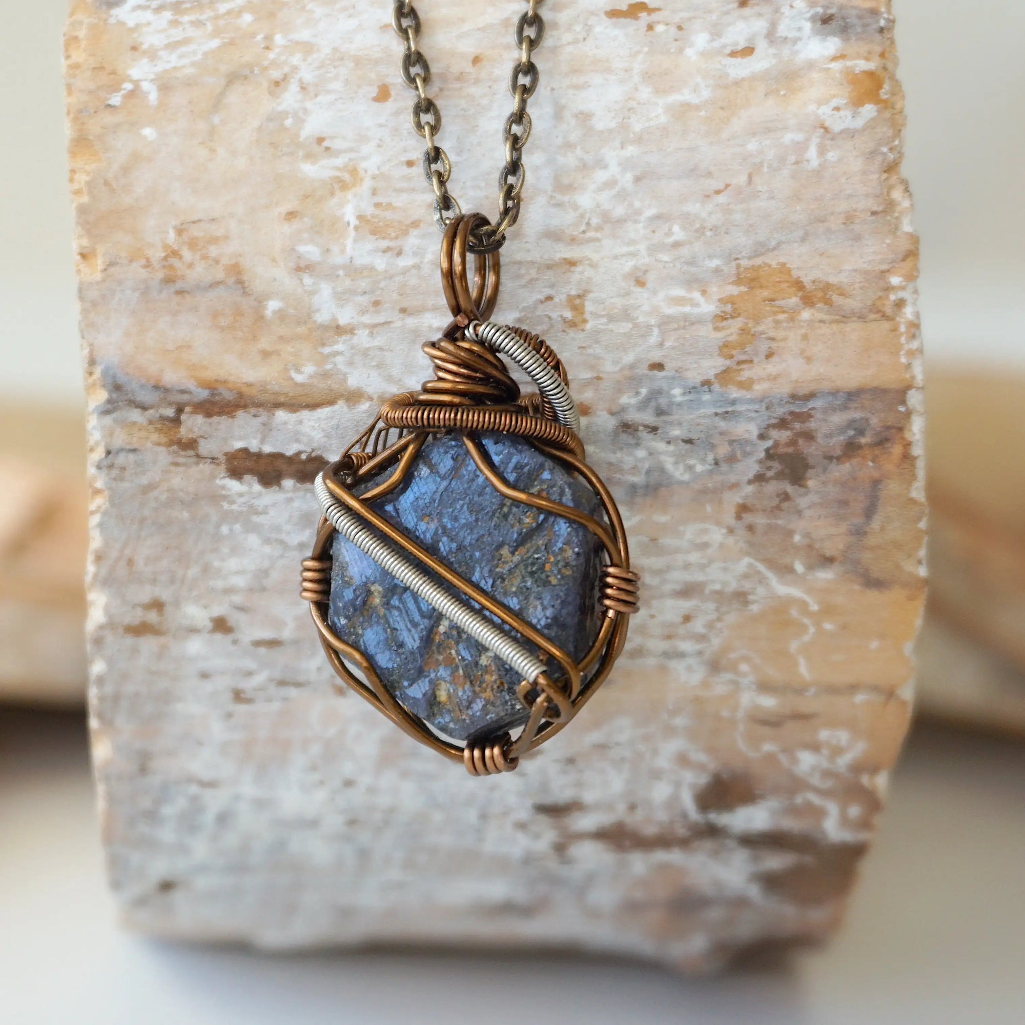 (NEW) Sapphire Antique Bronze and Silver - Necklace Designs by Nature Gems