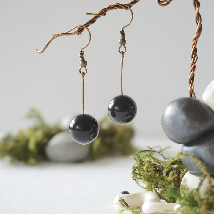 Onyx Crystal Drop Earrings in Antique Bronze Designs by Nature Gems