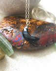 Onyx Crystal Moon Charm Necklace Designs by Nature Gems