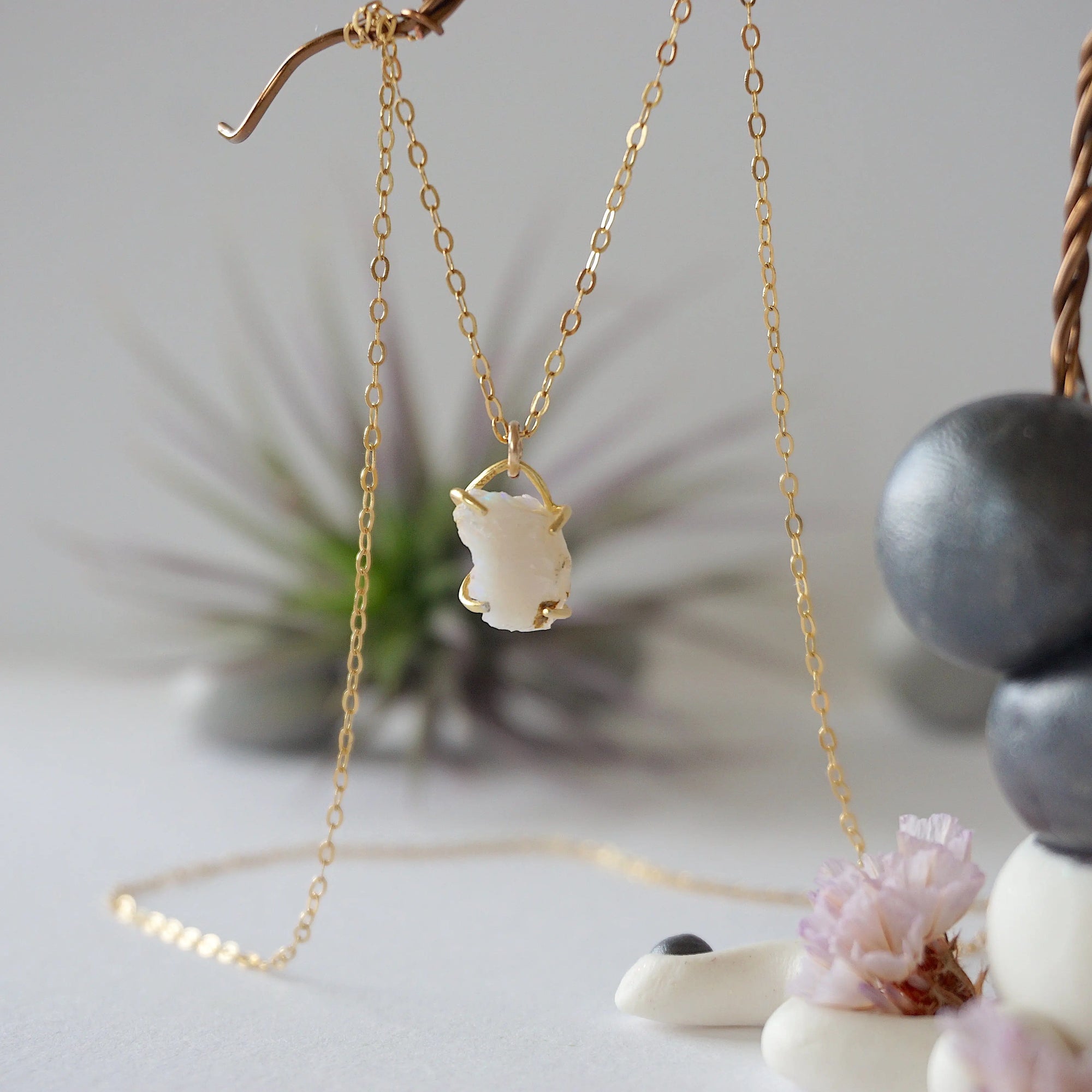 Opal 14K Gold Filled Huggie Charm Necklace Designs by Nature Gems