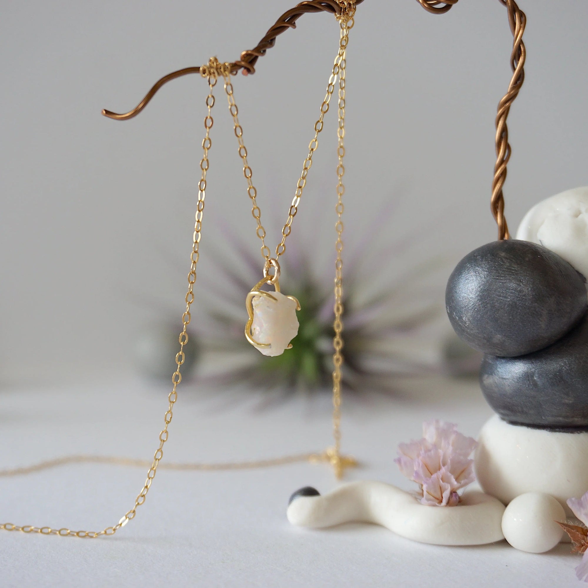 Opal 14K Gold Filled Huggie Charm Necklace Designs by Nature Gems