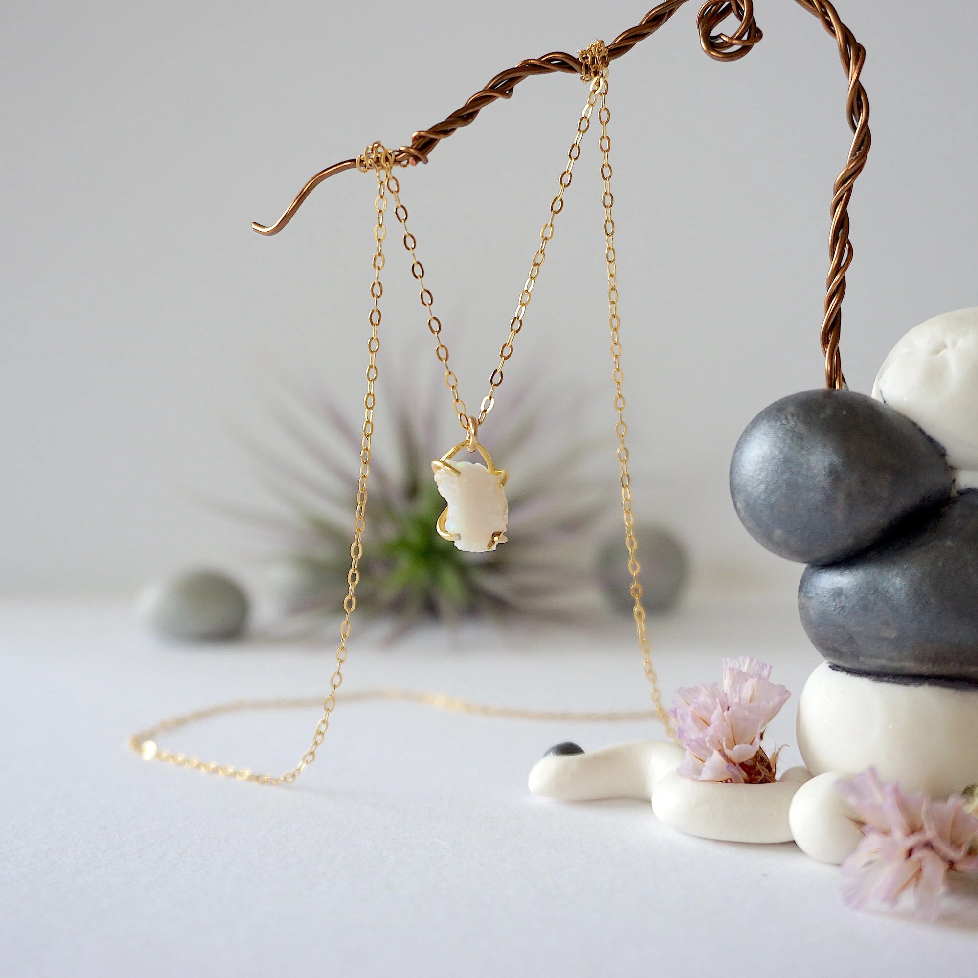 Opal 14K Gold Filled Huggie Charm Necklace Designs by Nature Gems